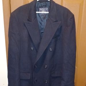 Vintage Burberrys Mens Blue Wool Full Length Coat XL